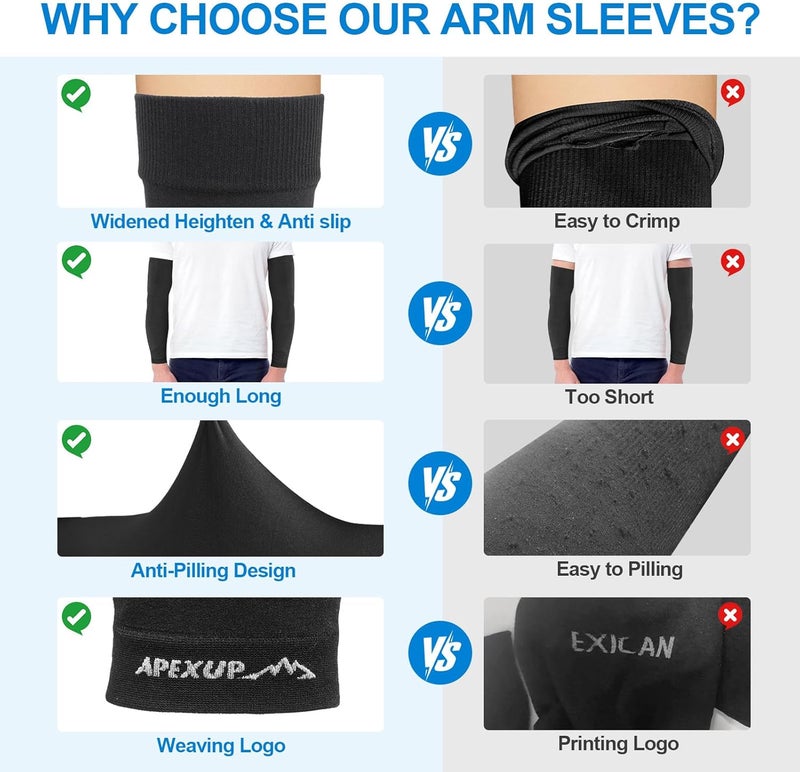 APEXUP Cooling Arm Sleeves for Men Women, UV Sun Protection UPF 50, Volleyball Arm Sleeves Compression Sleeves for Outdoor - Image 3